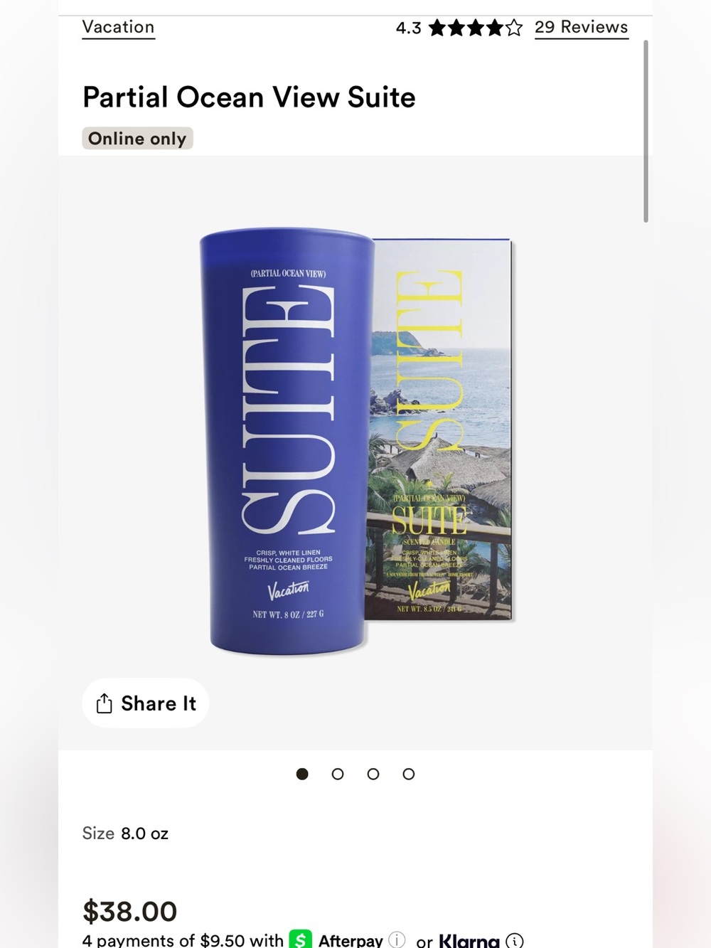 Vacation Partial Ocean View Suite candle